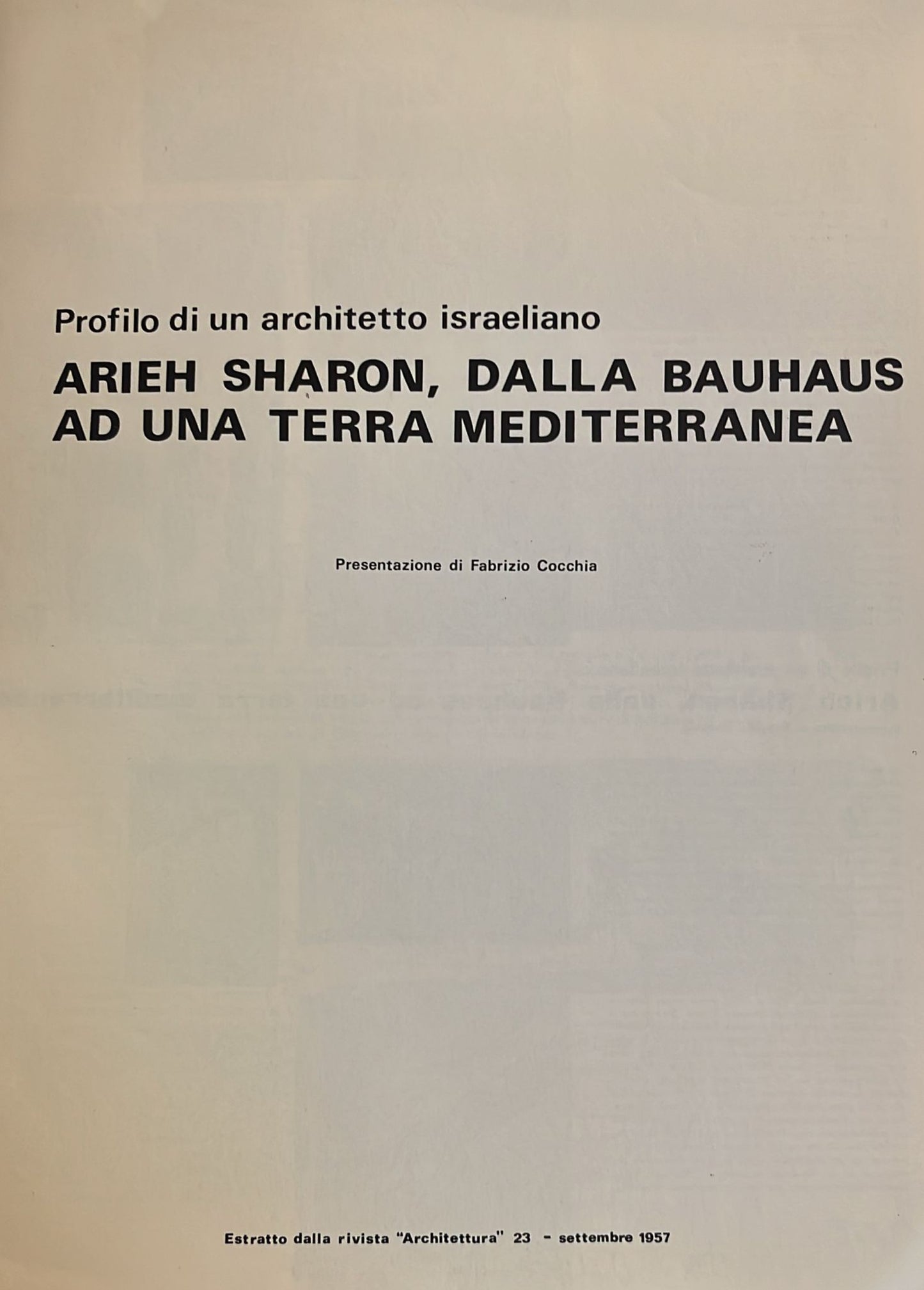 Arieh Sharon – Opere Recenti degli Architetti ( 1956–1975 )